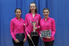 Our Pizzazz athletes took home the title of 2018 Jr A Athlete of the Year, 2018 Sr Trillium Cup Winner, and 2018 Jr B Athlete of the Year (left to right).  Well done ladies!